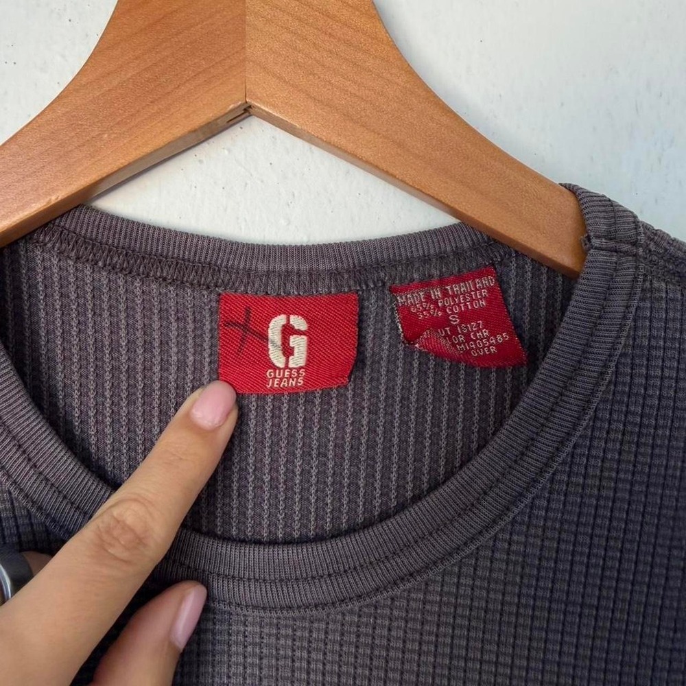 Guess Jeans gray cotton blend thermal long sleeve shirt